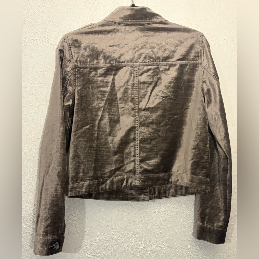 Cabi Sunday Topper Velvet Moto Jacket Brown Button Up Size S - Picture 3 of 7